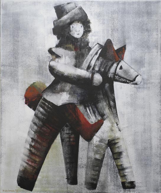 Girl riding horse, 120x100, Mixed media on canvas, 2012