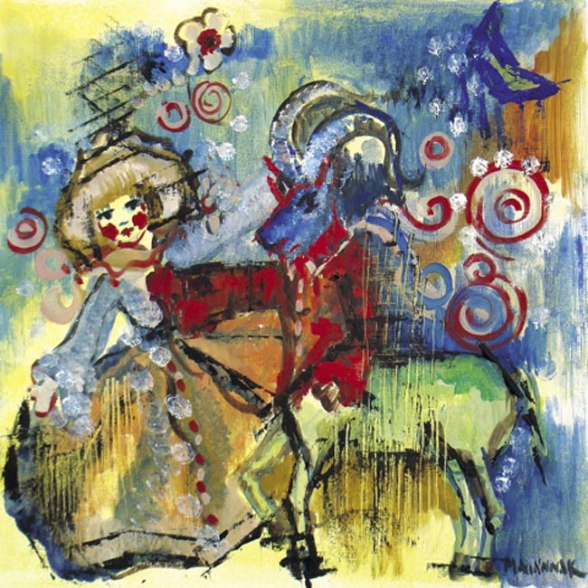 Αφιέρωμα στο Chagall, 35x35, Mεικτή τεχνική σε χαρτί λαδιού, 2010